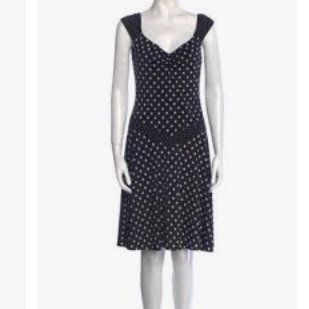 SEARLE Polka Dot Print Off Shoulders Midi Length Dress Sz 10 - Picture 2 of 8